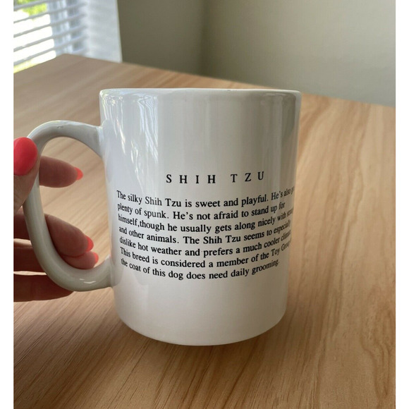 *Bowwowmeow Shih Tzu Coffee Mug Personality Description Dog Long Hair Red Bow - Picture 2 of 4